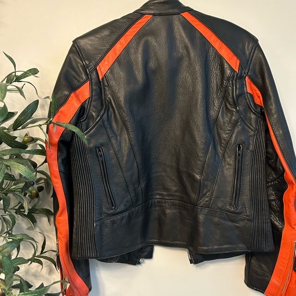 Black Striped Leather Motorcycle Jacket - Picture 3 of 3